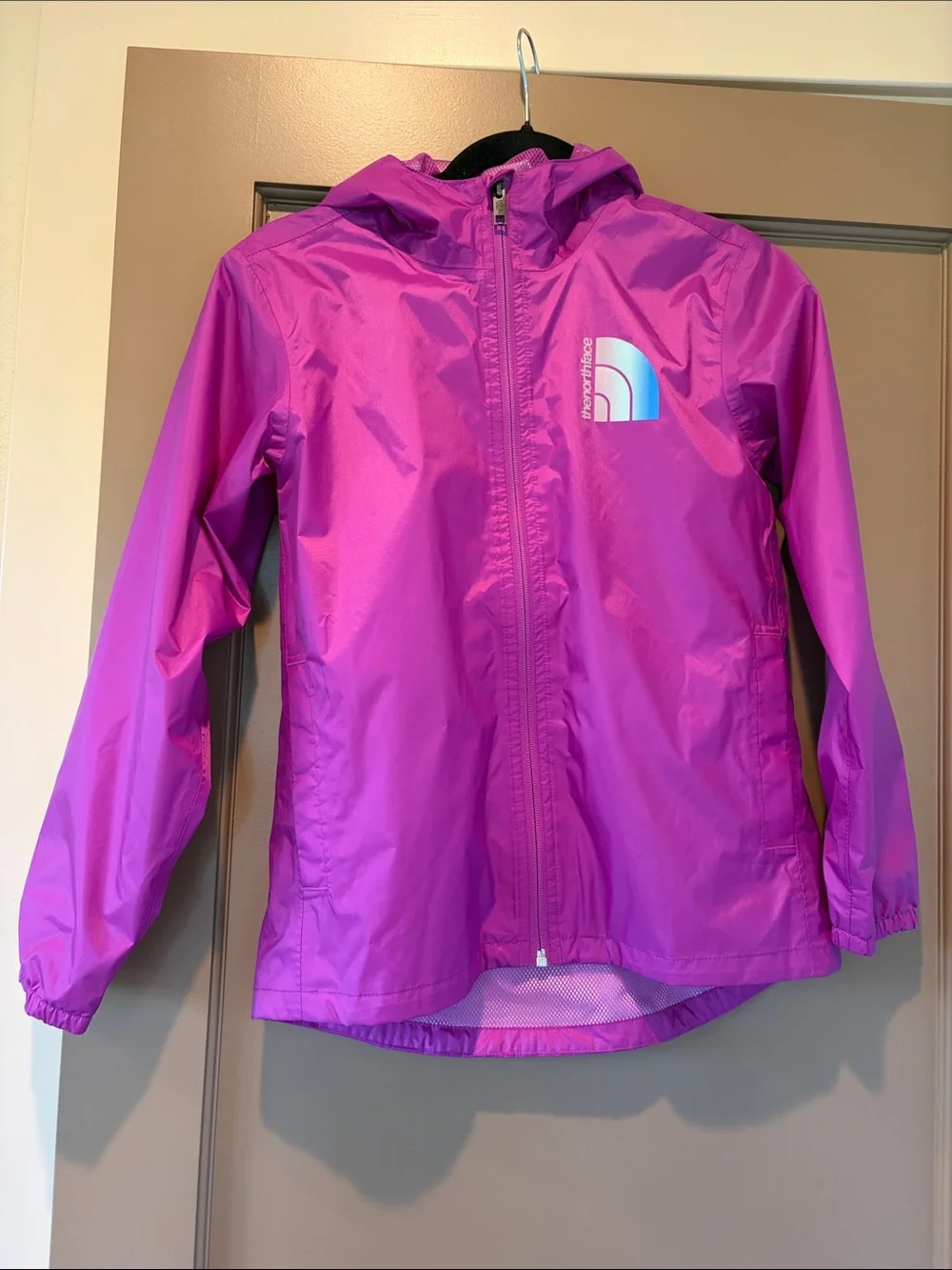 The North Face Magenta Hooded Windbreaker Jacket